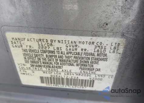 2009 Nissan Sentra 2.0S from USA, damaged, VIN 3N1AB61EX9L624287